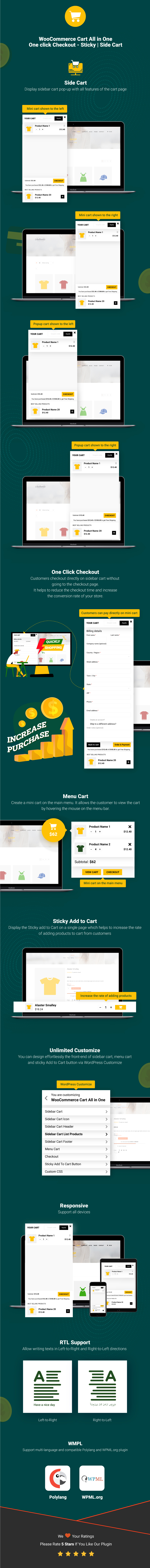 WooCommerce Cart All in One - One click Checkout - Sticky|Side Cart - 6